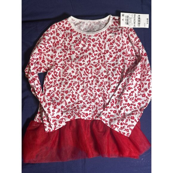First Impressions Baby Girls Holly-Print Tunic - Cherry Red, NWt, Size 24m - Picture 2 of 4